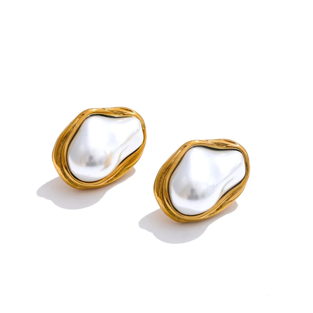 Baroque Pearl Cuban Chain Necklace & Earrings