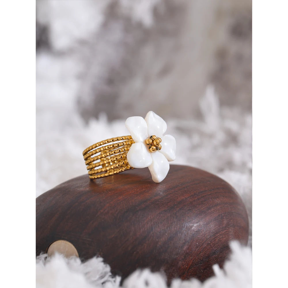 Shell Petal Ring – Open Adjustable
