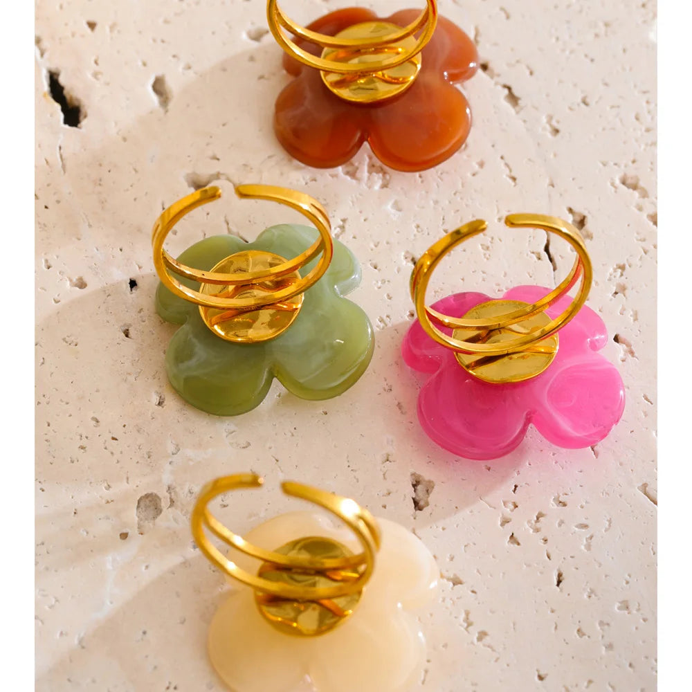 Bague Fleur Y2K – Résine Candy