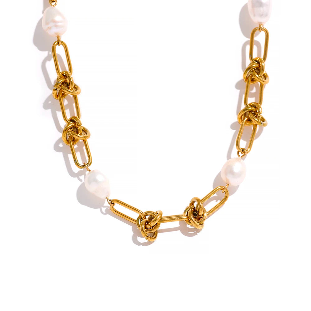 Natural Pearl Chain Necklace & Bracelet