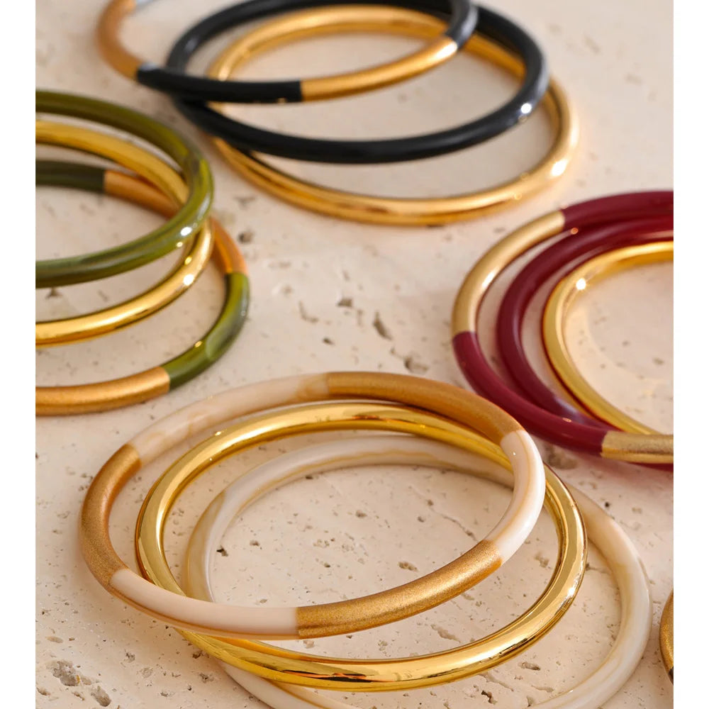 Set de 3 Bangles – Résine Superposée