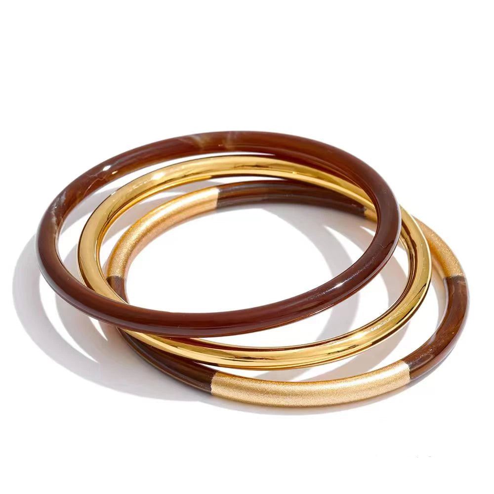 Trio Bangle Set – Resin Overlay