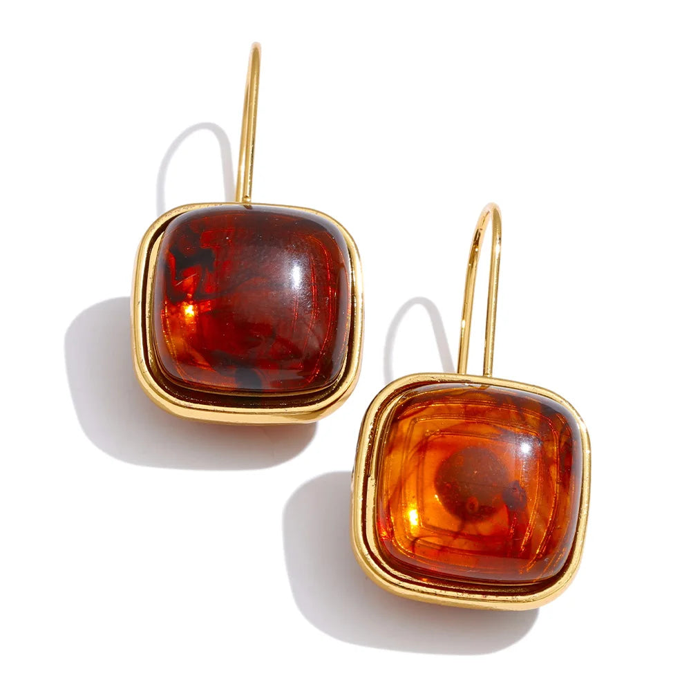Amber Square Drop Earrings