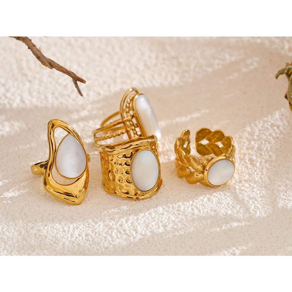 Bague Vague Nacre – Ouverte Ajustable