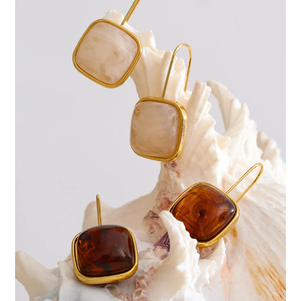 Amber Square Drop Earrings