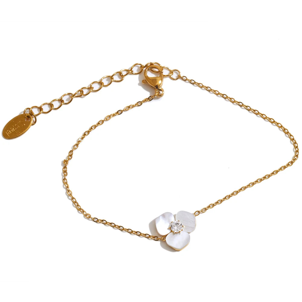 Muschelblumen-Set – Ring, Armband, Halskette & Ohrringe