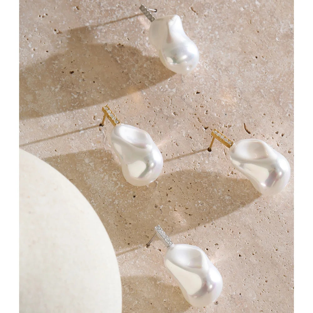 Baroque Pearl & Crystal Drop Earrings