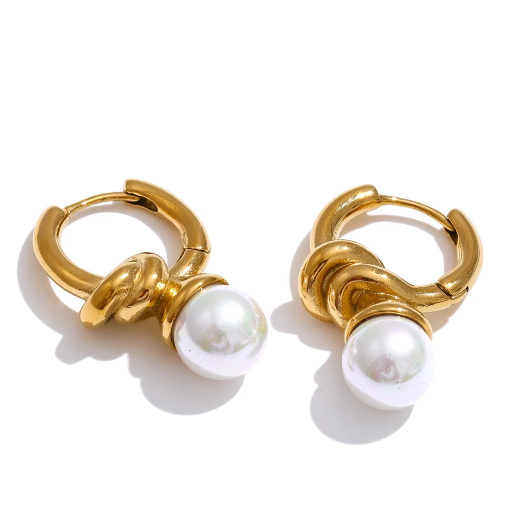 Pearl Geometric Hoops