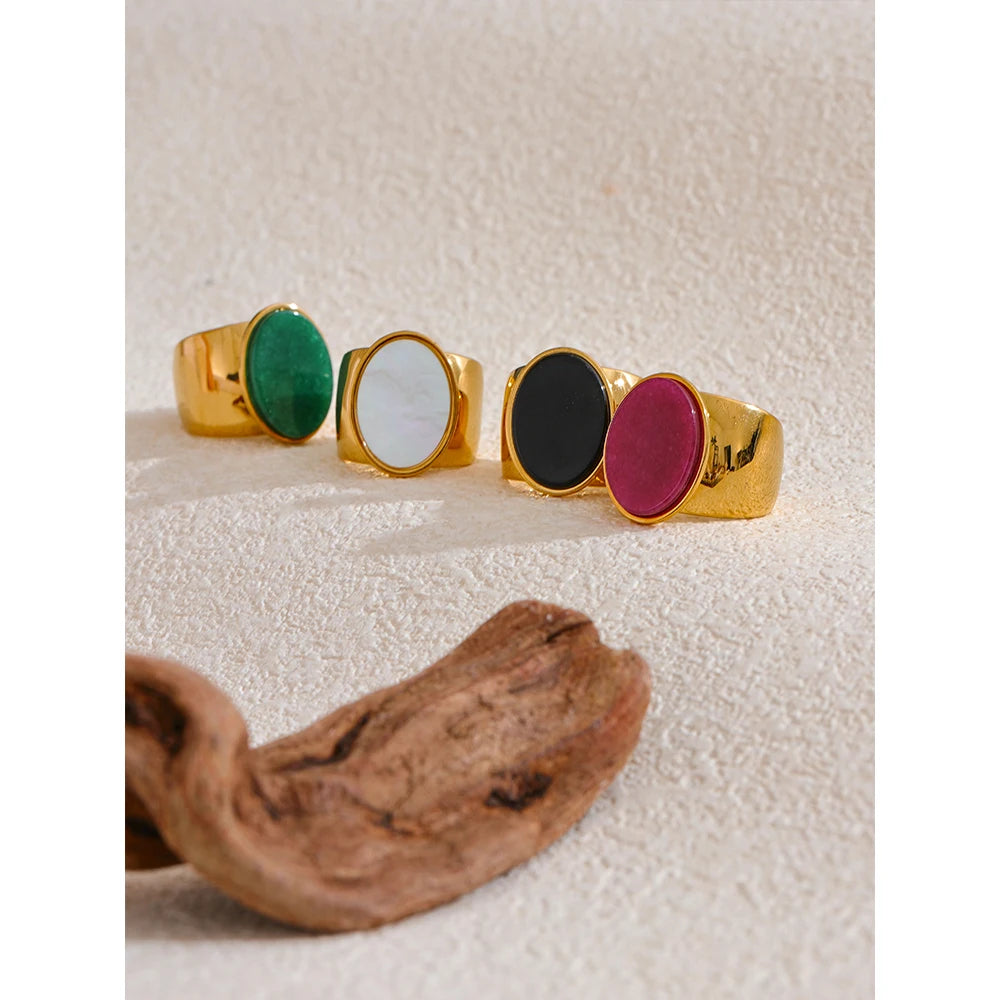 Wide Band Stone Ring