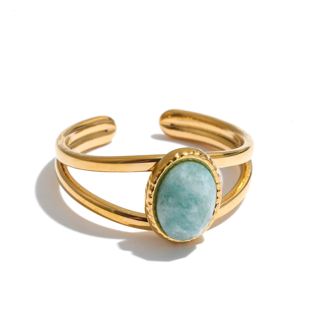 Verstellbarer Achat-Amazonit-Ring