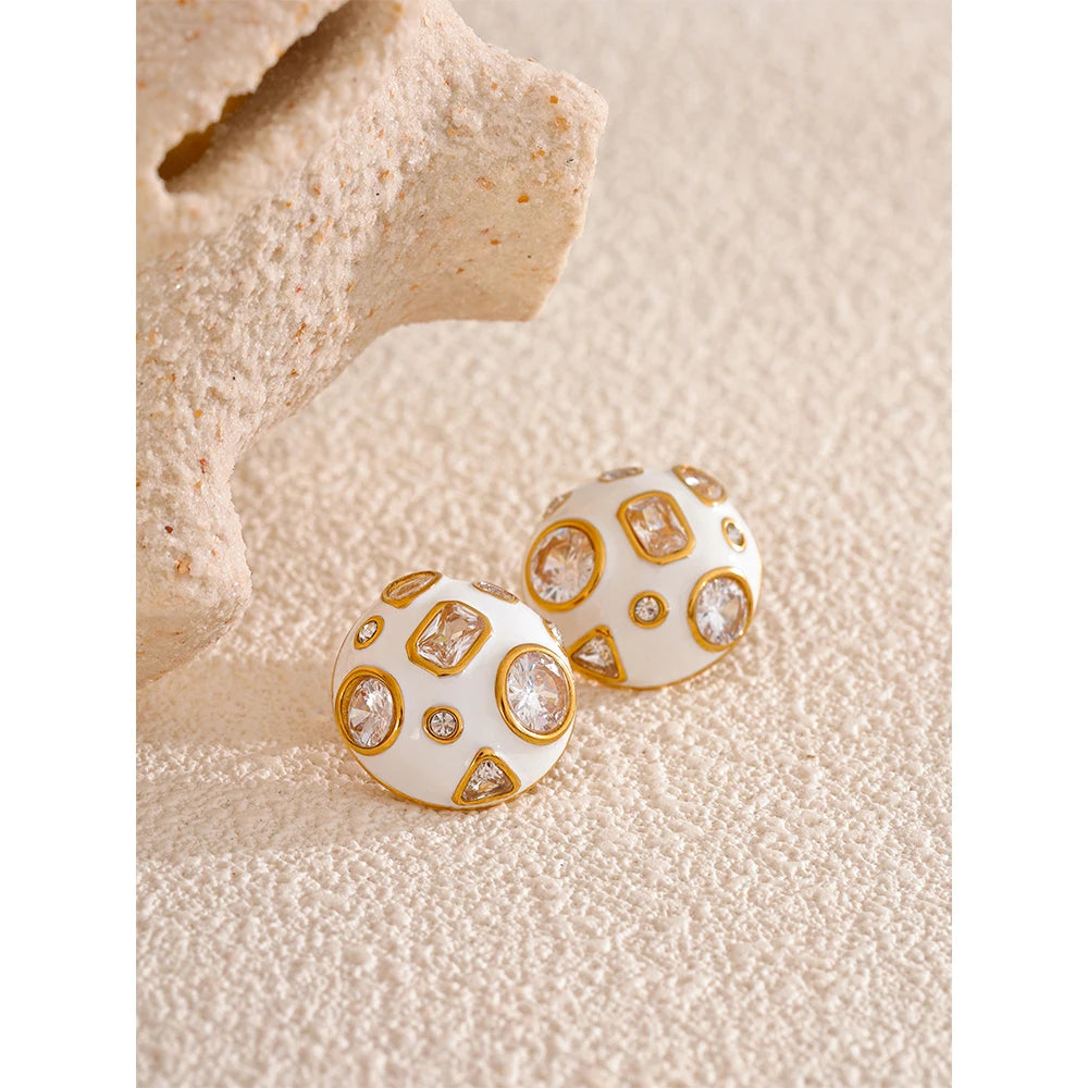 White Enamel Zirconia Studs