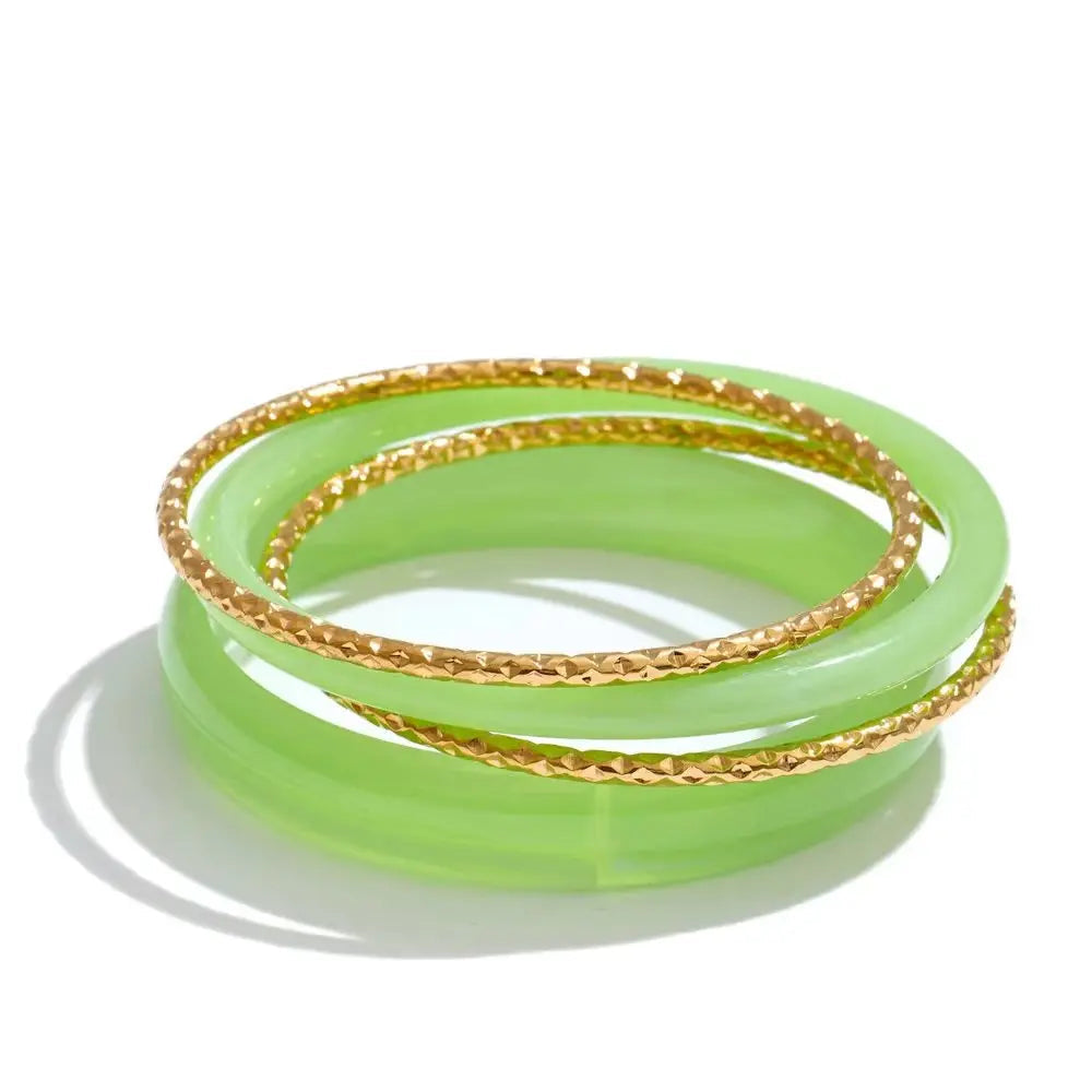 Trio Bangle Set – Resin Overlay