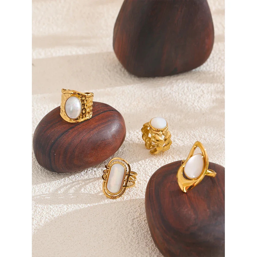 Bague Vague Nacre – Ouverte Ajustable