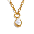 Baroque Pearl Cuban Chain Necklace & Earrings