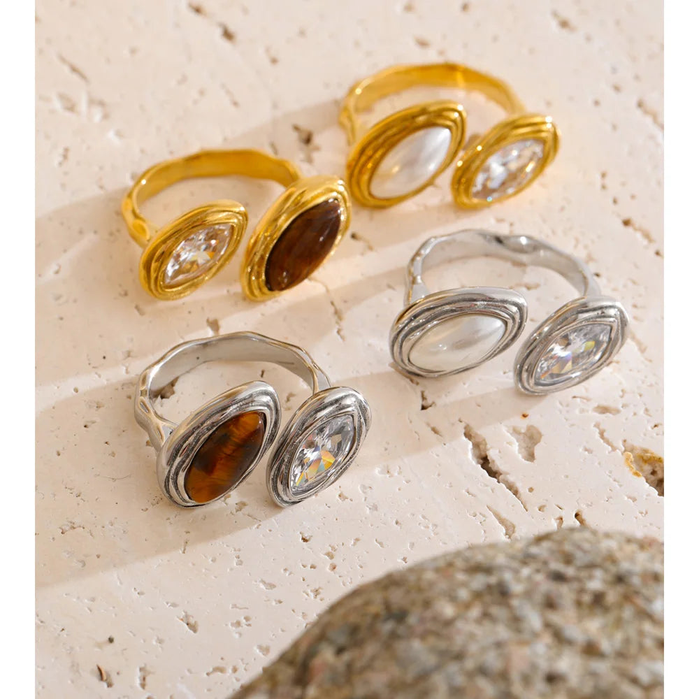 Tiger & Pearl Signet Ring