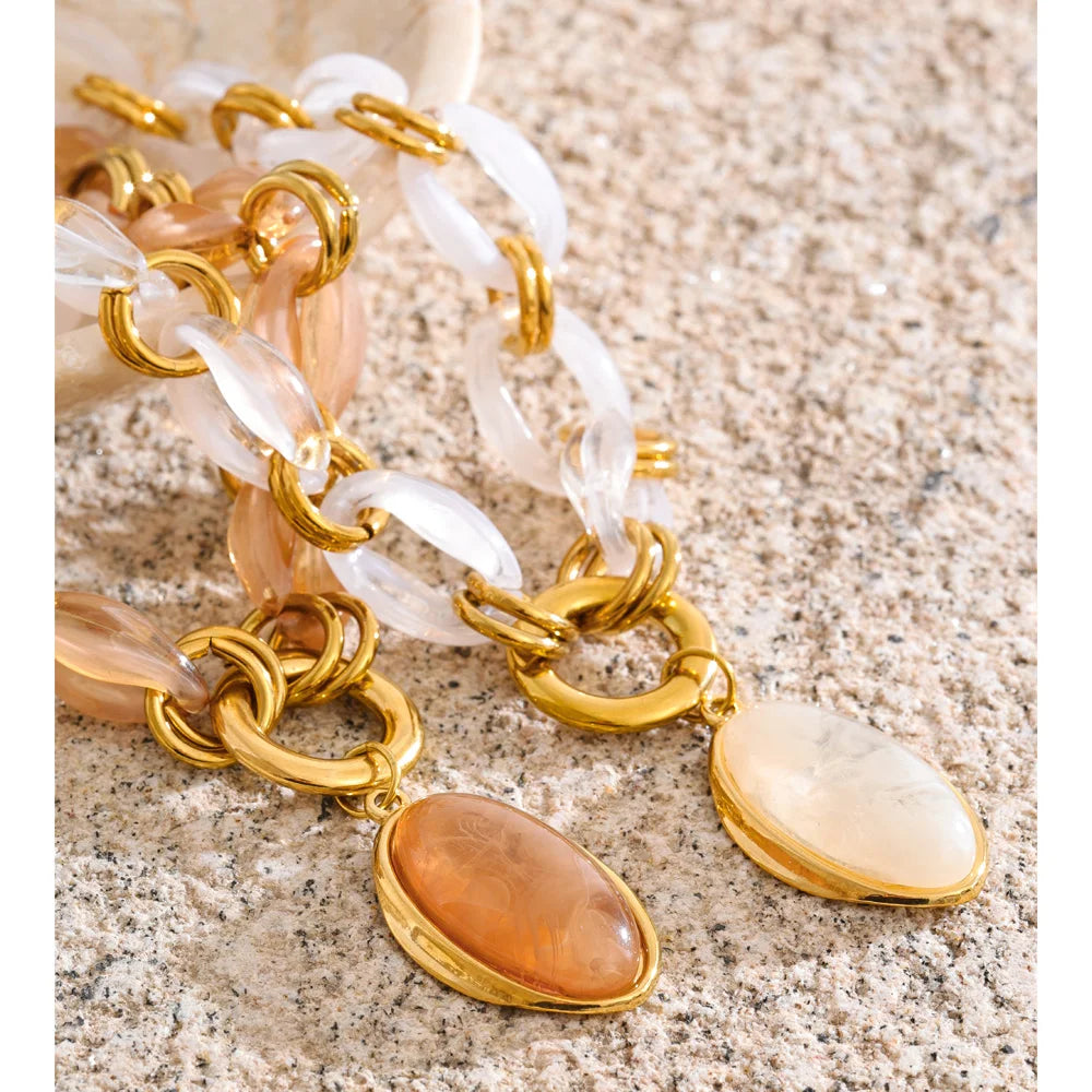 Oval Resin Pendant Necklace