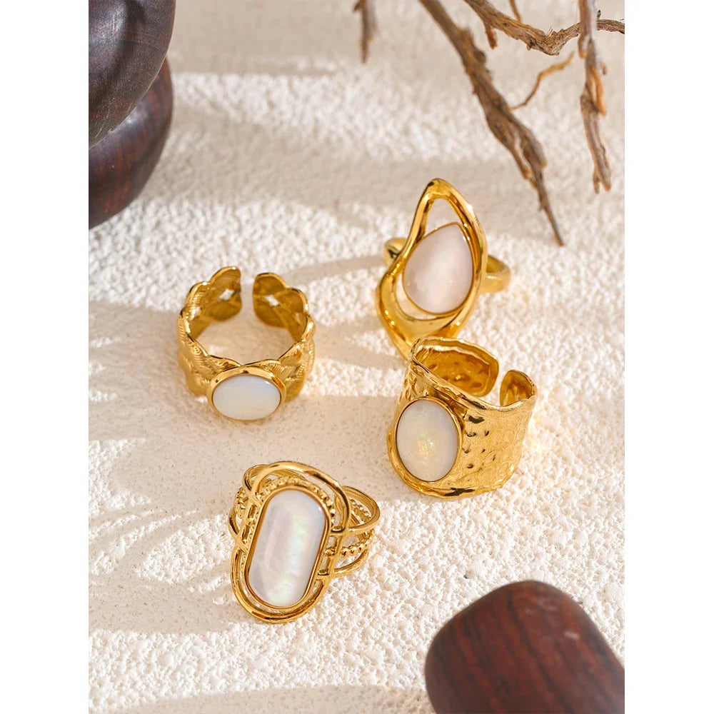 Bague Vague Nacre – Ouverte Ajustable