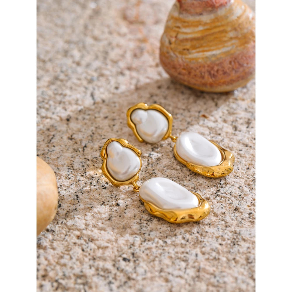 Boucles d'Oreilles Pendantes Perle Baroque