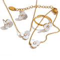 Muschelblumen-Set – Ring, Armband, Halskette & Ohrringe
