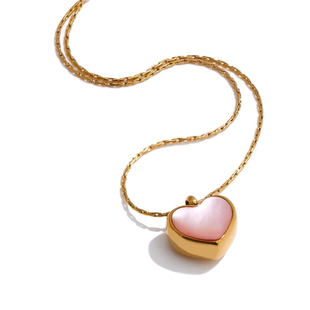 Pink Shell Heart Necklace