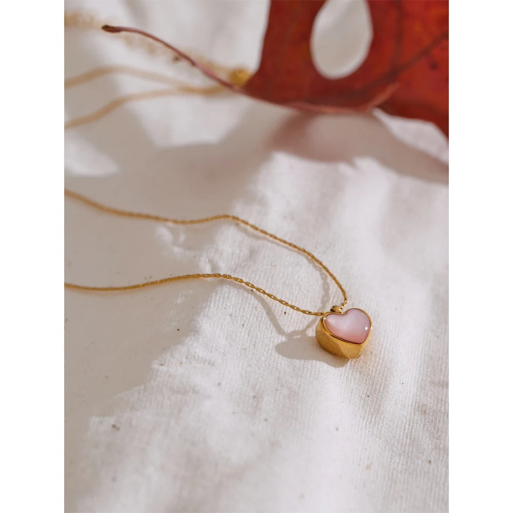 Pink Shell Heart Necklace