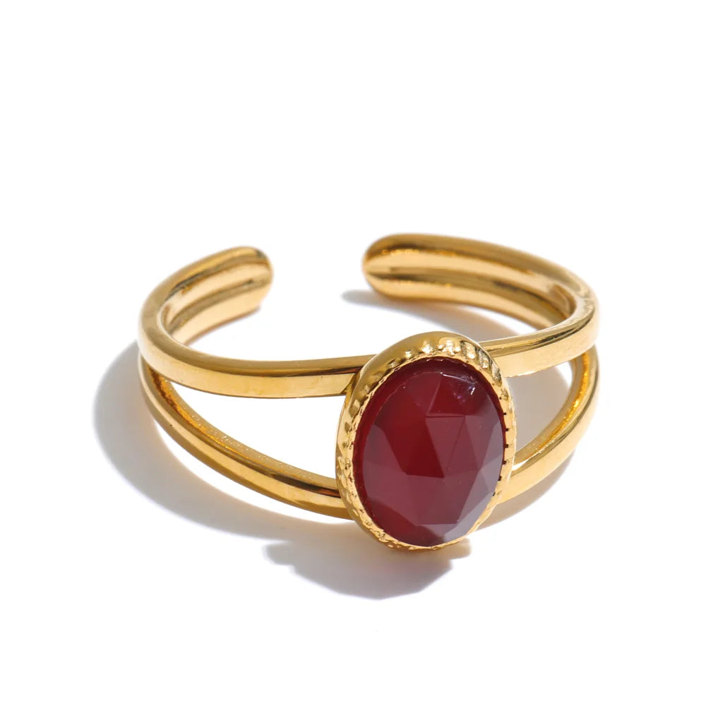 Verstellbarer Achat-Amazonit-Ring