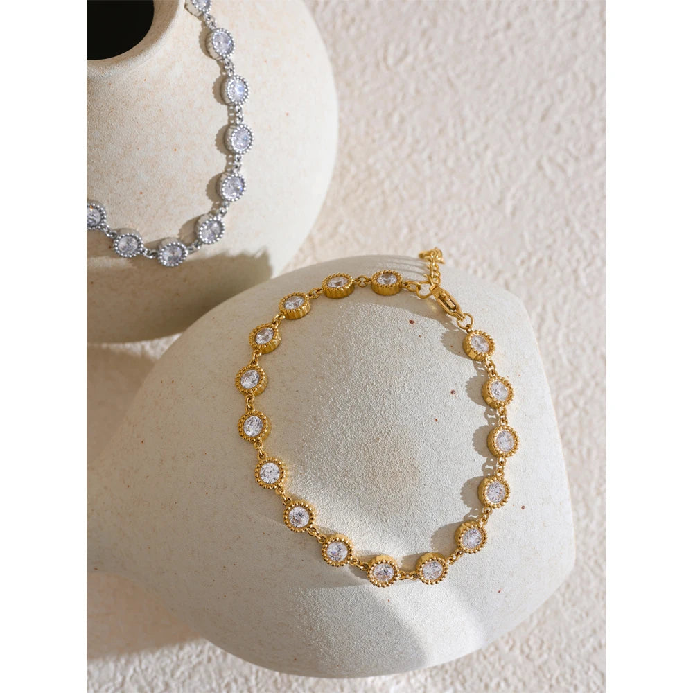 Bracelet Chaîne Zircone & Puces
