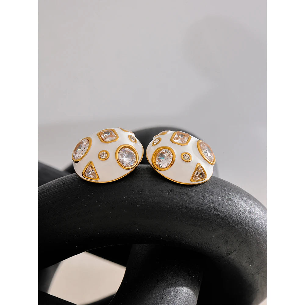 White Enamel Zirconia Studs