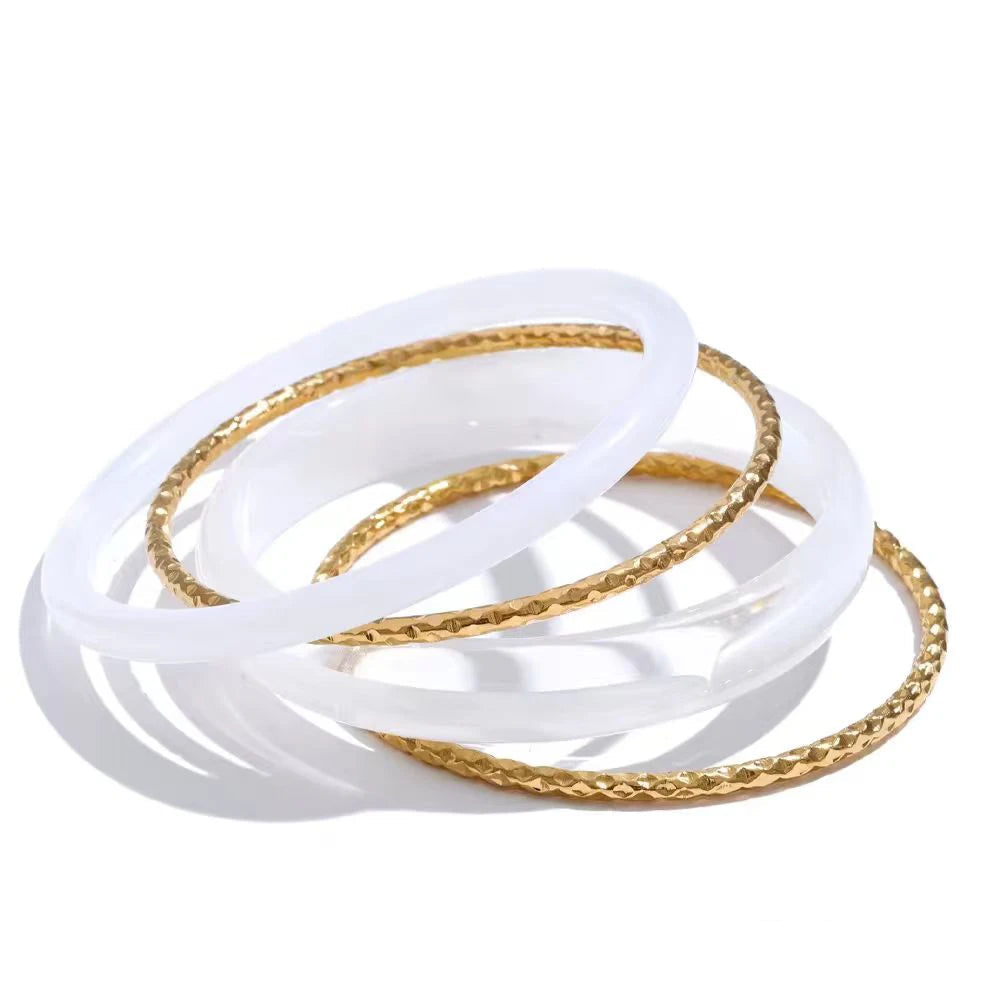 Trio Bangle Set – Resin Overlay