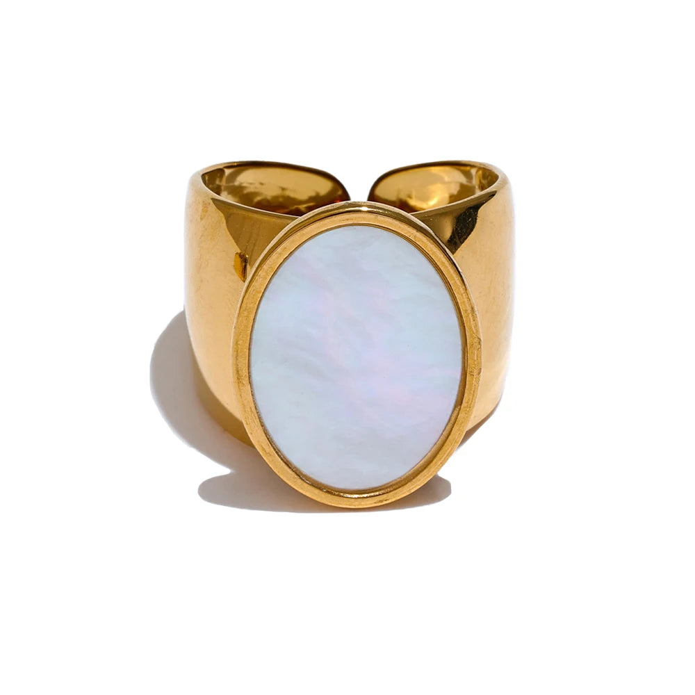 Wide Band Stone Ring