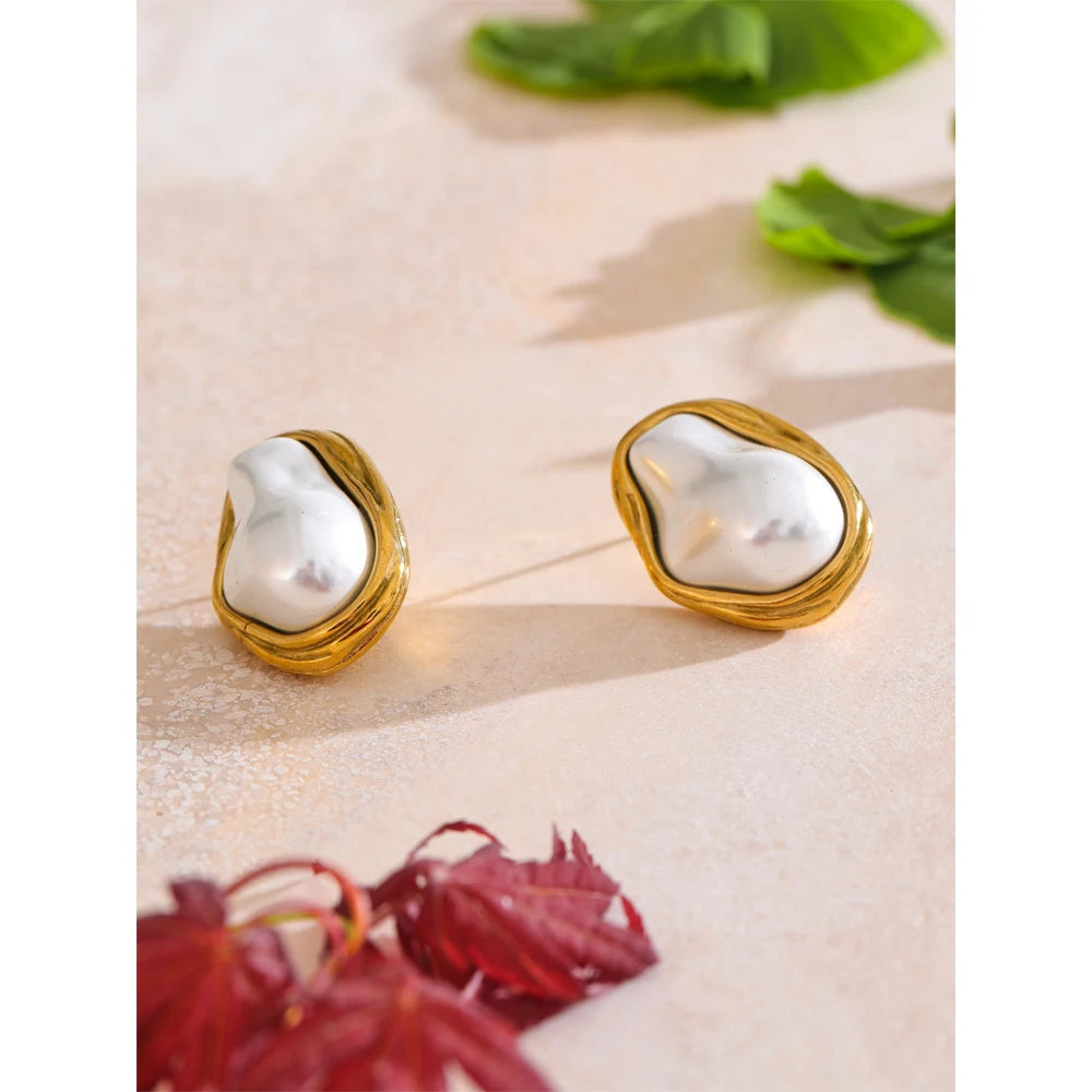 Baroque Pearl Cuban Chain Necklace & Earrings