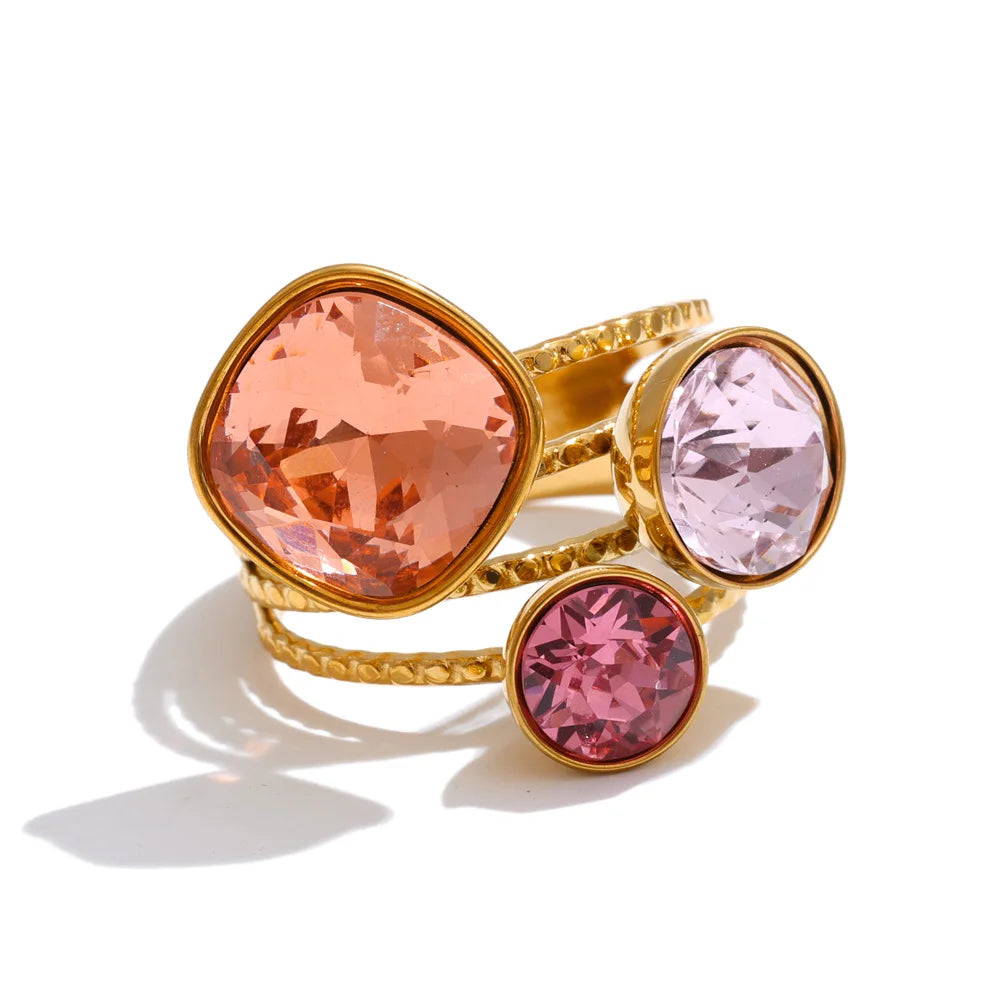 Verstellbarer Quadrat-Kristall-Ring