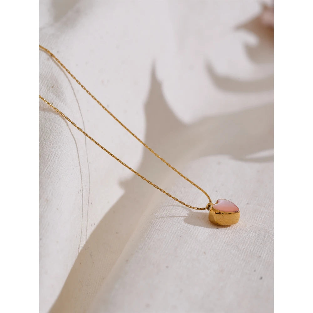 Pink Shell Heart Necklace